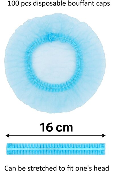 Goishtrie Disposable Hair Net Cap, Elastic Non-Woven Breathable Dust-Proof Stretchable-100Pcs,Blue