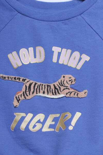 Gingersnaps Girls Tiger-Stripe Short-Sleeve Sweater