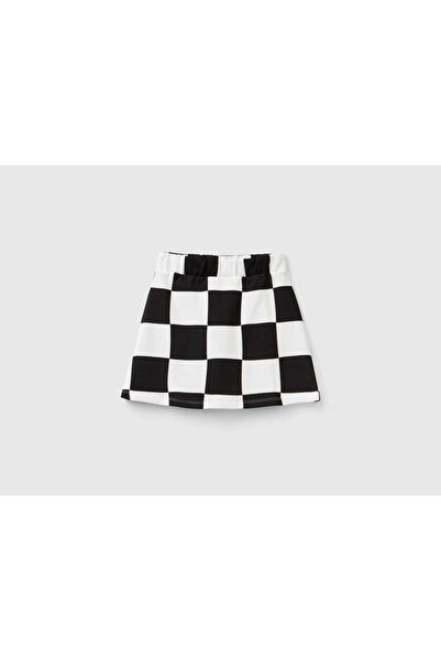 United Colors of Benetton Girls White and Black Mini Skirt
