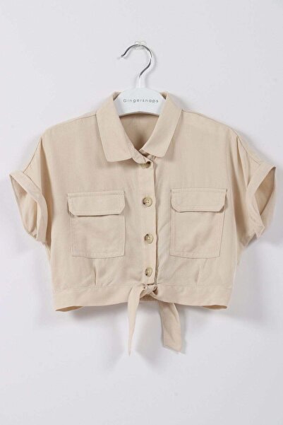 Gingersnaps بلوزة قصيرة للبنات مع جيوب أمامية