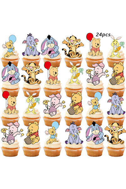 choice2 مينيسو - ٢٤ قطعة من زينة كعكة ويني ذا بوه، زينة كب كيك للأطفال - كعكة...