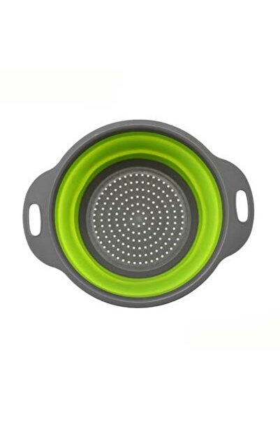 Choice12 S Green Round Round Square Foldable Silicone Colander Fruit Vegetabl...