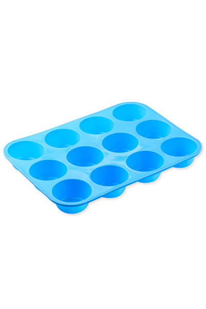 Choice قالب سيليكون دائري أزرق، 12 فتحة، مافن صغير، كب كيك، كوكيز، عجينة سكرية، صينية خبز، بودي غير لاصق