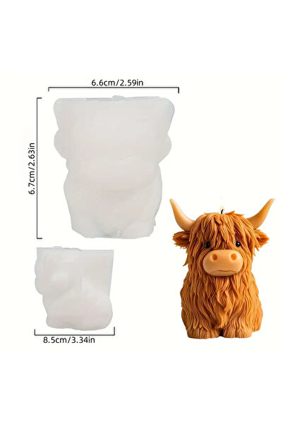 Choice Mold 1 3D Highland Cow Silicone Candle Mold DIY Highland Yak Shape Sce...