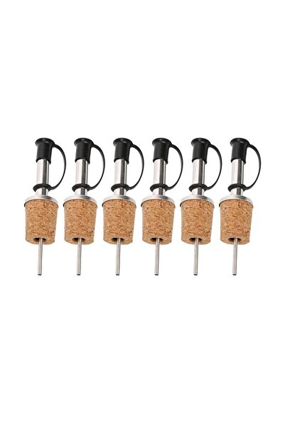 Choice 6pcs Stainless Steel Wine Pourer, Cork Design, Bottle Dust Cover, Olive Oil, Alcohol Bottle Pour Spo