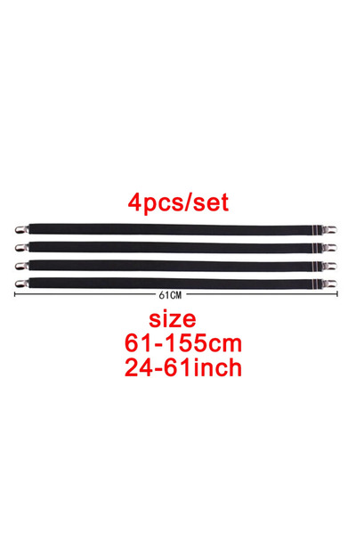 Choice 61cm-black 4pcs/set Elastic Bed Sheet Strip Fastener Bed Sheet Grippers Belt Adjustable Mattress Cov