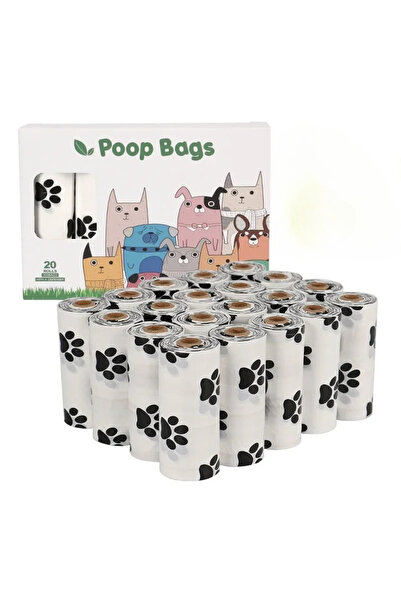 Choice1 20Rolls White White Paw Print 100% Compostable Dog Poop Bags Earth Fr...