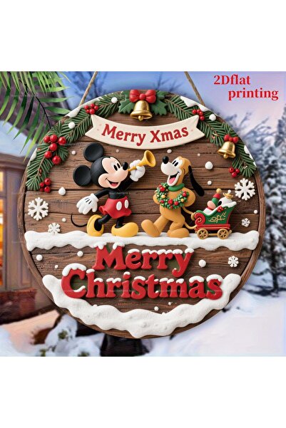 Miniso 20 سم × 20 سم MB-0623 لافتة عيد ميلاد سعيد ديزني ميكي ميني ماوس لوحة خ...