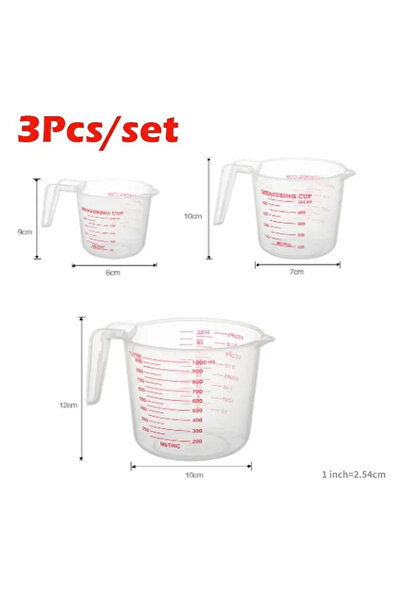 Choice 3pcs pack 3Pcs Kits Baking Liquid Measuring Cups PVC Scale Cup Plastic Measuring Volume Beaker Kitch