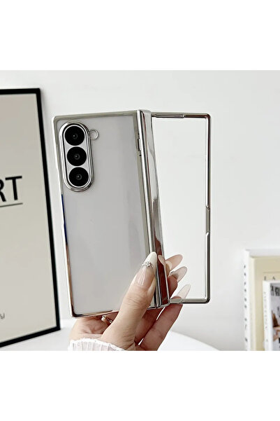 Choice جراب هاتف شفاف مطلي بالكهرباء بلون فضي صلب لهاتف Galaxy Z Fold7 من سام...