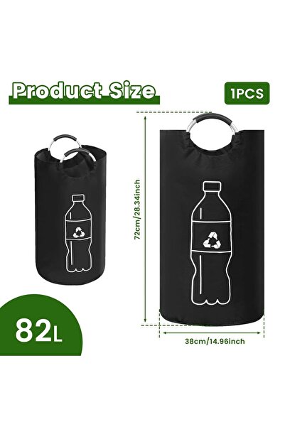 Choice سلة تخزين زجاجات فارغة قابلة للطي سعة 82 لترًا باللون الأسود، وحقيبة ت...