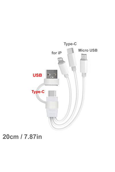 Choice كابل شحن USB C PD 20 سم من A C إلى 3 في 1 لأجهزة متعددة، سلك شحن قصير ...