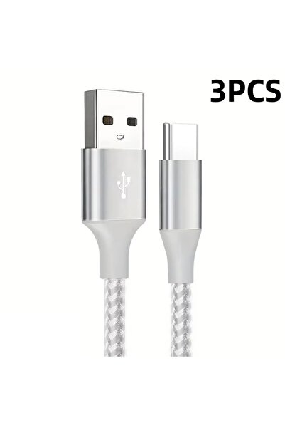 Choice 3M 3 قطع أبيض 1 متر 2 متر 3 متر كابل شحن سريع USB A إلى Type C سلك مضف...