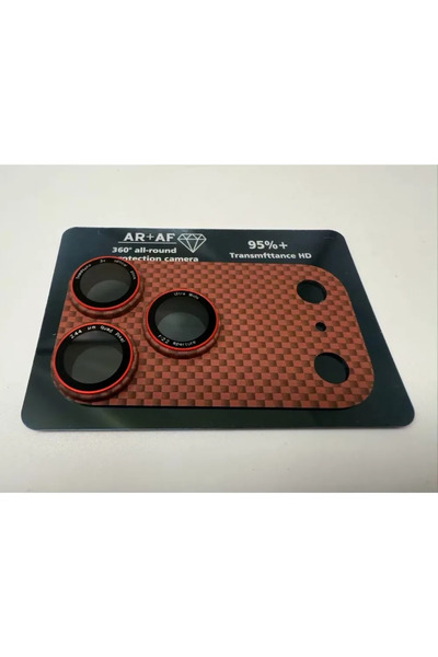Choice iPhone 17 Pro Max Red Orange Kevlar Carbon Fiber Full Camera Lens Protector Glass Cover for IPhone 1