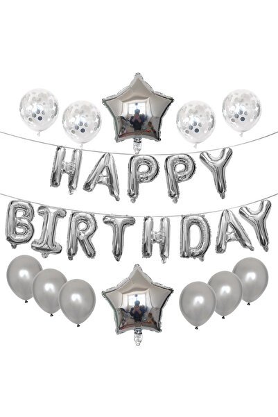 Choice بالونات روبي فضية أخرى مقاس 16 بوصة بأحرف عيد ميلاد سعيد من رقائق الأل...