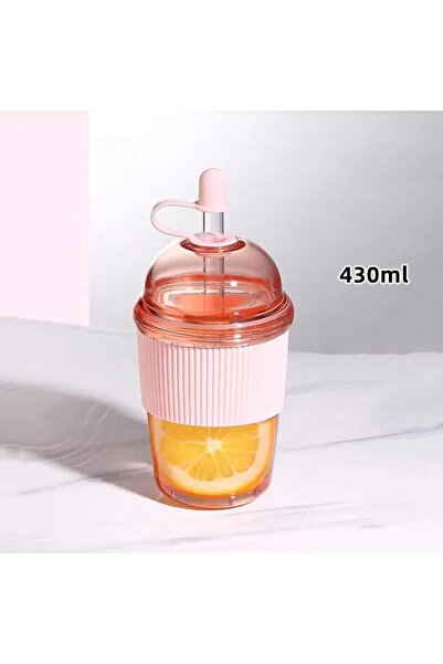 Choice كوب ماصة وردي 430 مل مع غطاء أكواب شاي بوبا الفقاعية بسعة كبيرة كوب شا...