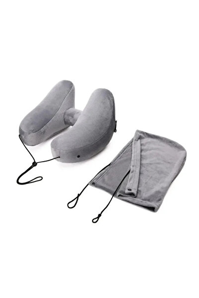 Choice Set Gray Set Neck Pillow Travel U-shaped Pillow Inflatable Pillow H Hooded Nap Pillow Outdoor Car Lo