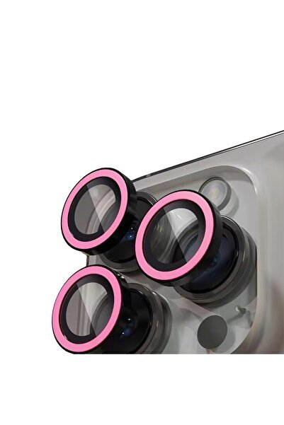 Choice 13pro 13proMax(3 قطع وردية مضيئة عدسة الكاميرا حامي ل IPhone 16 13 14 ...