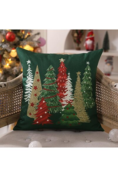 Choice أغطية وسائد عيد الميلاد الخضراء مقاس 45 × 45 سم، غطاء وسادة منقوش مزخر...