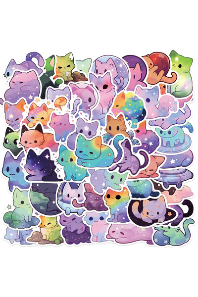 Choice 150 قطعة 50/150 قطعة ملصقات قطط على شكل قوس قزح وسماء نجمية كرتونية، م...