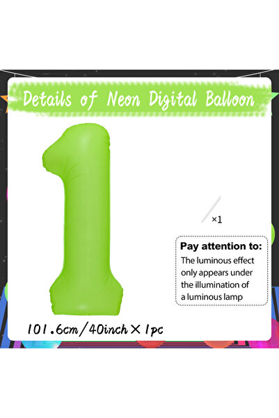 Choice بالون رقمي آخر 1 40 بوصة من النيون الأخضر الفلوري 0-9 بالون مضيء يستخد...