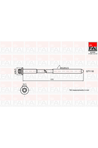 FAI AUTOPARTS Set Surub Chiulasa Nissan 10-Trail 2/Qashqai 1 Renault Avantime...
