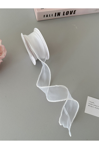 Choice 1pc WHITE 1PC pearl-edged fishtail wavy ribbon cake bouquet decorative...