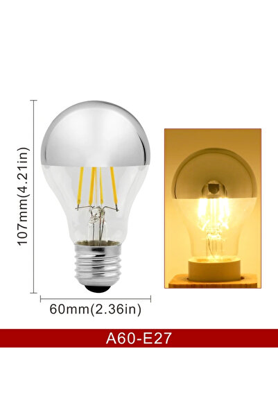 Choice لمبة إضاءة ليد إيديسون فضية عاكسة 4 وات 220 فولت A60 E27 E14 E27 4 وات...
