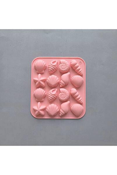 Choice قوالب سيليكون وردية اللون، 16 تجويفًا على شكل صدفة محارة نجم البحر وأش...