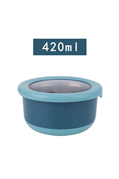 Choice blue-420ml Fresh-keeping Box Stainless Steel Food Sealing Bowl Anti-sc...