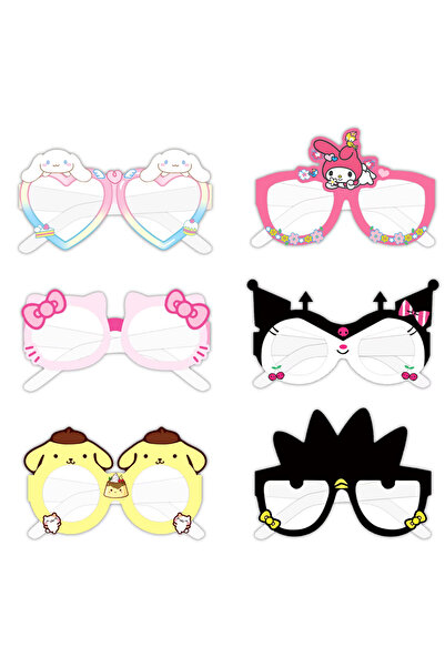 Miniso 6pcs 6/12pcs Hello Kitty Mask Kuromi Cinnamoroll Paper Glasses Cosplay Mask Props Kids Classroom Rew