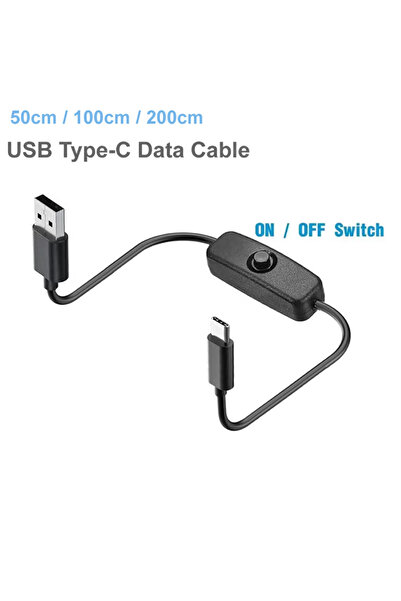 Choice كابل تحويل من النوع C بطول 0.5 متر، كابل USB من النوع C مع مفتاح تشغيل وإيقاف، كابل شحن سريع ومصدر طاقة للبيانات
