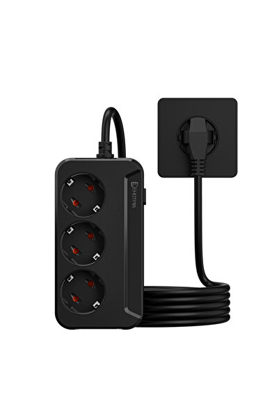 Choice قابس الاتحاد الأوروبي أسود 1.8 متر 1.8 متر قابس الاتحاد الأوروبي منافذ التيار المتردد مقبس متعدد الصنابير سلك تمديد شريط الطاقة الكهربائية مع