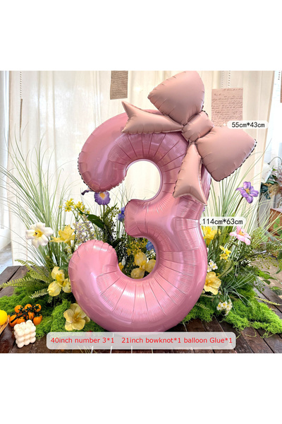 Choice 40inch 3 2pcs 40inch Pink Bowknot Number Foil Balloons Wedding Birthda...