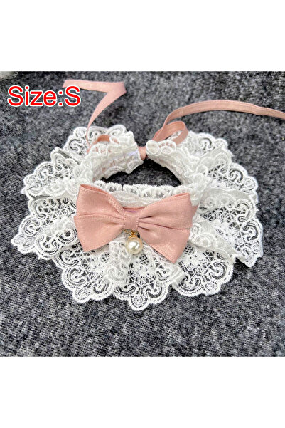 Choice Pink Cute Cat Bow Collar Lace Floral Aesthetic Cats Bowtie Collar Bow ...