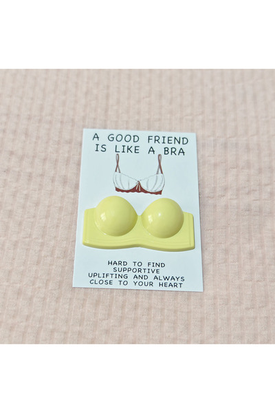 Choice بطاقة تشجيعية صفراء: الصديق الجيد يشبه حمالة الصدر - مثالية للعام الجد...