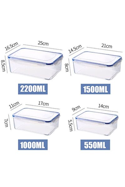 Choice 4pcs Sealed Rectangular Refrigerator Storage Box with Lid Plastic Trasparent Crisper Food Containers