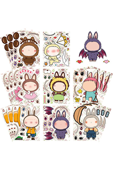 Choice ملصقات دمى وحش كرتونية متعددة الألوان، 8 أوراق، تجميع ممتع للأطفال، لع...