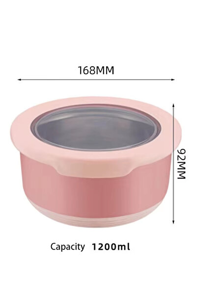 Choice pink-1200ml Fresh-keeping Box Stainless Steel Food Sealing Bowl Anti-s...