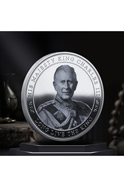 Choice عملة تذكارية مطلية بالفضة لملك إنجلترا تشارلز الثالث، مجموعة في حامل، ميدالية ملكية بريطانية