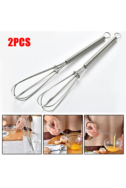 Choice 2pcs Mini Stainless Steel Balloon Wire Whisk Manual Egg Beater Mixer Kitchen Baking Utensil Milk ...