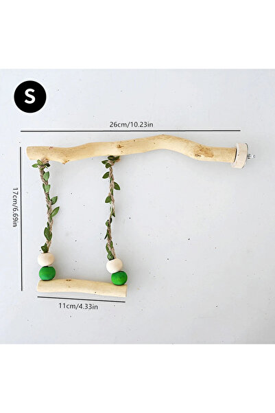Choice S 26cm Wood Parrot Stand Pole Double Layer Swing Toy for Bird Tiger Skin Claw Grinding Beak Grinding