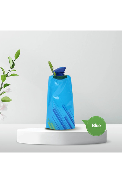 Choice 700ml Blue Foldable Water Bottles Flexible Reusable Travel Water Bottle Plastic Water Pouch Soft Fla