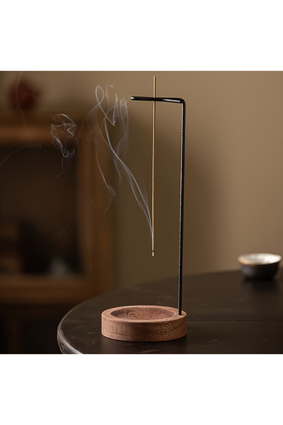 Choice حامل عود بخور خشبي بتصميم مقلوب إبداعي باللون الأسود، عود بخور خشبي مض...