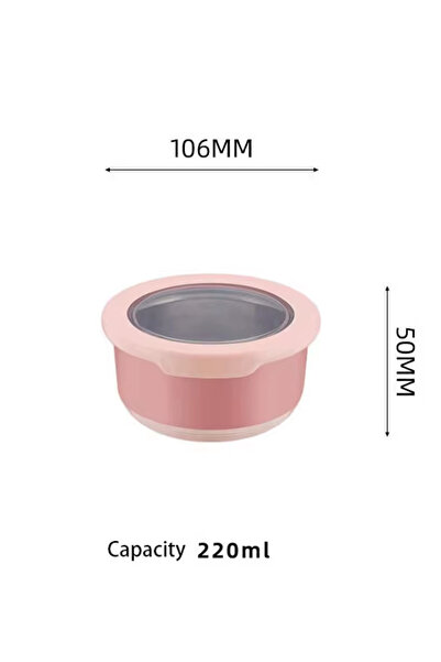 Choice pink-220ml Fresh-keeping Box Stainless Steel Food Sealing Bowl Anti-sc...