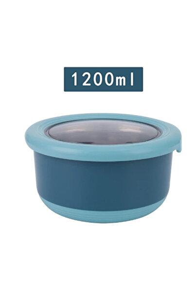Choice blue-1200ml Fresh-keeping Box Stainless Steel Food Sealing Bowl Anti-s...