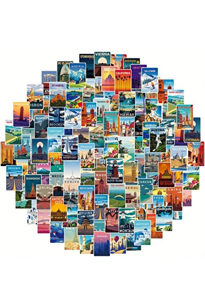 Choice d-Multicolor-108pcs 108Pcs Travel Around The World Scenery Series Stic...