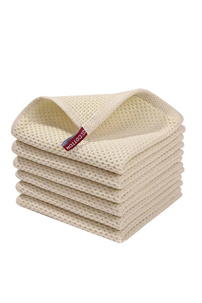 Choice 5pcs Beige Towel Cotton Towel Soft Absorbent Dishcloth Kitchen Dish Ra...