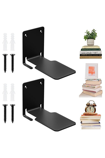 Choice black A set of two invisible floating bookshelves, black wall mounted ...