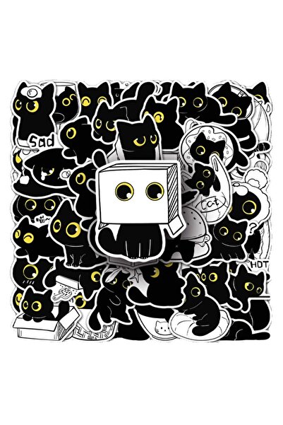 Choice ملصقات قطط سوداء كرتونية متعددة الألوان، 50 قطعة، ملصقات قطط مضحكة، مل...